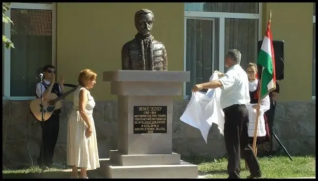 Ceremonia de inaugurare a bustului lui József Benkő în Brăduț