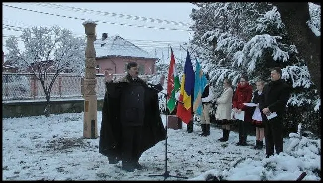 Inaugurarea stâlpului memorial  lui Samu Konsza